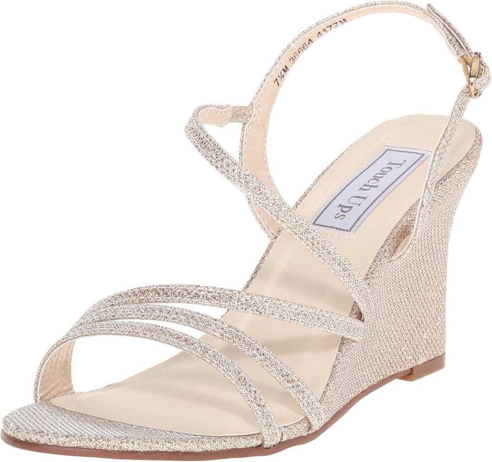 New In Box Touch Ups Women's Phyllis Wedge Sandal Champagne Shimmer, 9.5(M) NIB